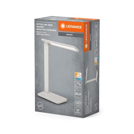 LEDVANCE LED stolní lampa Office Line Desk Banker Qi nabíjení 17W CCT Dimmable bílé 4058075843004