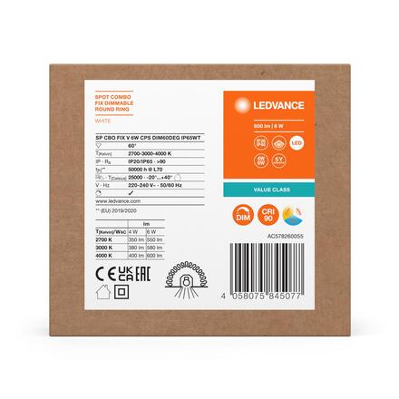 LEDVANCE SP CBO FIX V 6W CPS DIM 60DEG IP65 WT 4058075845077