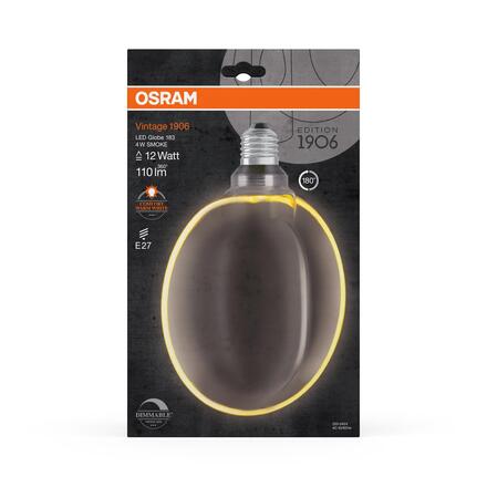 LEDVANCE LED žárovka Vintage 1906 Globe 183 4 W E27 1800 K stmívatelná kouřová