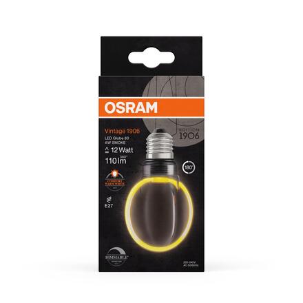 LEDVANCE LED žárovka Vintage 1906 Globe 80 Filament 4 W E27 1800 K stmívatelná kouřová
