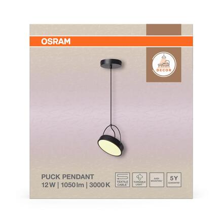 LEDVANCE závěsné svítidlo Decor Puck 12 W 3000 K černé