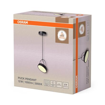 LEDVANCE závěsné svítidlo Decor Puck 12 W 3000 K černé