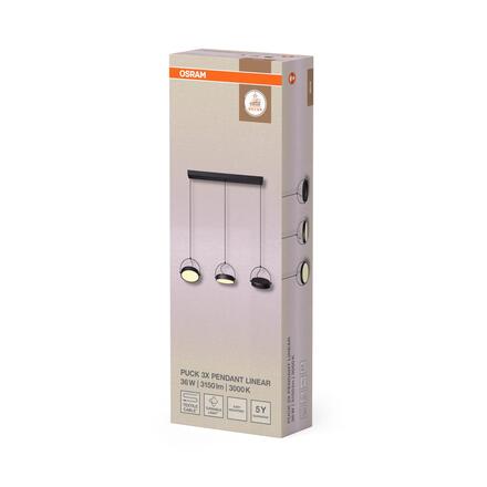 LEDVANCE závěsné svítidlo Decor Puck 3x36 W 220-240 V 3000 K černé