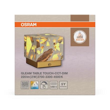 LEDVANCE stolní svítidlo Decor Gleam 2 W 5 V stmívatelné CCT touch