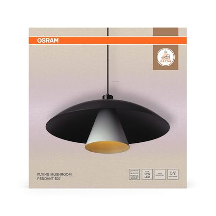 LEDVANCE závěsné svítidlo Decor Flying Mushroom E27 220-240 V černá/bílá