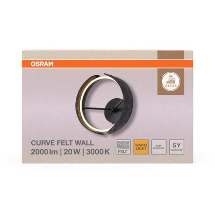 LEDVANCE nástěnné svítidlo Decor Curve Felt 20 W 220-240 V 3000 K tmavě šedé