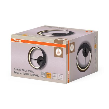 LEDVANCE nástěnné svítidlo Decor Curve Felt 20 W 220-240 V 3000 K tmavě šedé