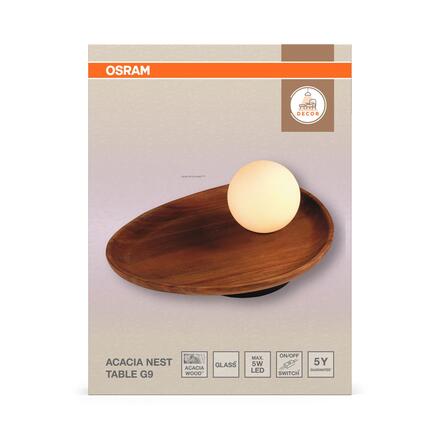 LEDVANCE stolní svítidlo Decor Acacia Nest 1xG9 220-240 V dřevo/sklo