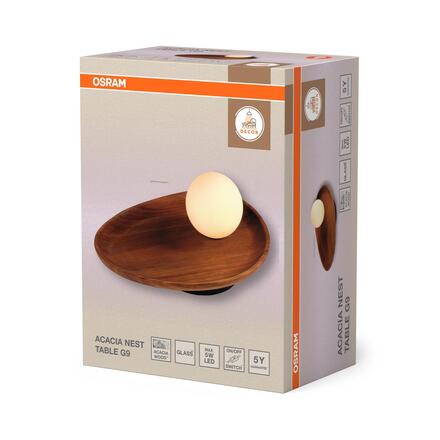 LEDVANCE stolní svítidlo Decor Acacia Nest 1xG9 220-240 V dřevo/sklo