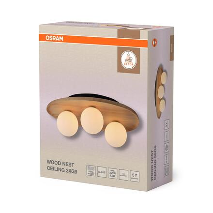 LEDVANCE stropní svítidlo Decor Wood Nest 3xG9 220-240 V dřevo