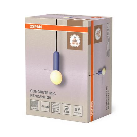 LEDVANCE závěsné svítidlo Decor Concrete Mic G9 220-240 V modré