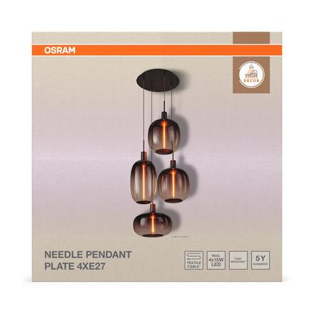 LEDVANCE závěsné svítidlo Decor Pendant Needle Plate 4xE27 220-240 V tmavě šedé
