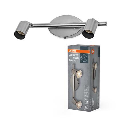 LEDVANCE svítidlo Spot Cylinder 2xGU10 220-240 V nastavitelný kartáčovaný nikl