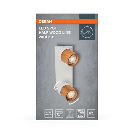 LEDVANCE svítidlo Half Wood Line 2xGU10 220-240 V bílé/dřevo nastavitelné