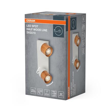 LEDVANCE svítidlo Half Wood Line 2xGU10 220-240 V bílé/dřevo nastavitelné