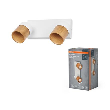 LEDVANCE svítidlo Half Wood Line 2xGU10 220-240 V bílé/dřevo nastavitelné