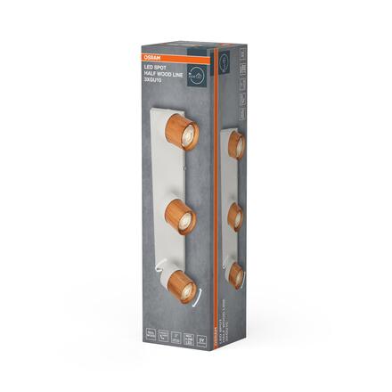 LEDVANCE stropní bodové svítidlo Half Wood Line 3xGU10 220-240 V bílé/dřevo nastavitelné