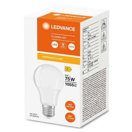 LEDVANCE LED CLASSIC A 75 FA S 9W 840 FR E27 4099854044212