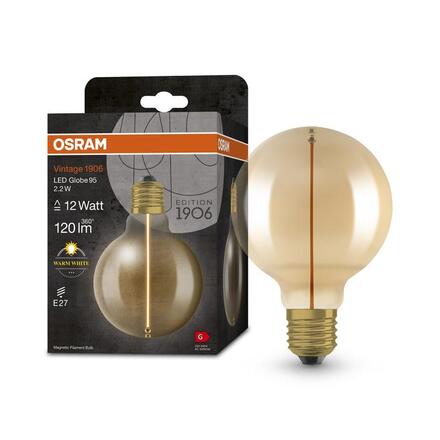 LEDVANCE LED žárovka Vintage 1906 Globe G95 2,2 W E27 2700 K zlatá