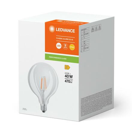 LEDVANCE LED CLASSIC GLOBE125 40 P 4W 827 FIL CL E27 4099854054198