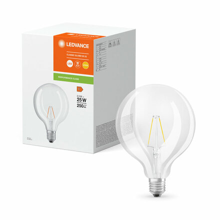 LEDVANCE LED CLASSIC GLOBE125 25 P 2.5W 827 FIL CL E27 4099854054259