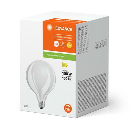 LEDVANCE LED CLASSIC GLOBE95 100 DIM P 11W 827 FIL FR E27 4099854060793