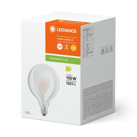 LEDVANCE LED CLASSIC GLOBE95 100 P 11W 827 FIL FR E27 4099854062865