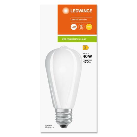 LEDVANCE LED CLASSIC EDISON 40 P 4W 827 FIL FR E27 4099854069994