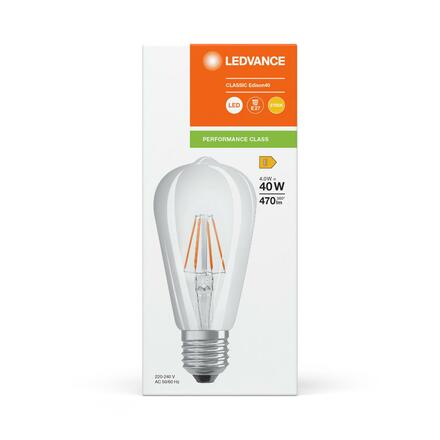 LEDVANCE LED CLASSIC EDISON 40 P 4W 827 FIL CL E27 4099854070013