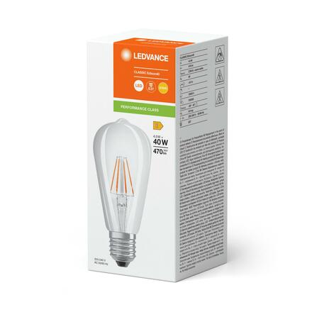 LEDVANCE LED CLASSIC EDISON 40 P 4W 827 FIL CL E27 4099854070013