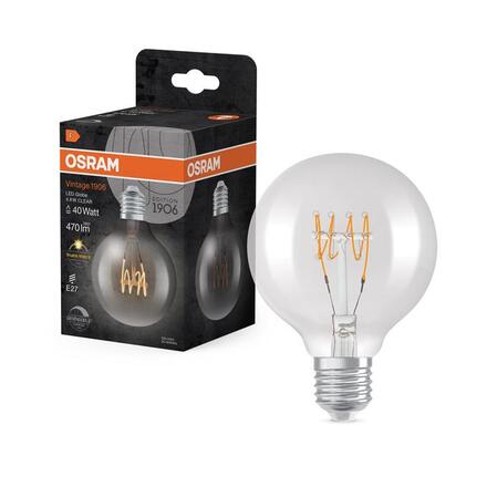 LEDVANCE LED žárovka Vintage 1906 Globe G80 4,8 W E27 2700 K stmívatelná čirá