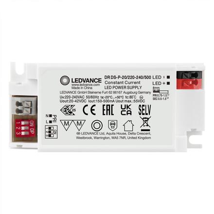 LEDVANCE LED napáječ DR DS-P 20 W 220-240 V výstup 20-42 V DC 150-500 mA
