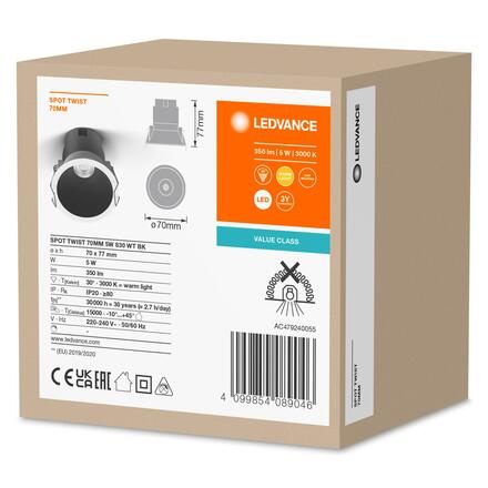 LEDVANCE zapuštěné svítidlo Spot Twist 70mm 5W 3000K bílá/černá 4099854089046