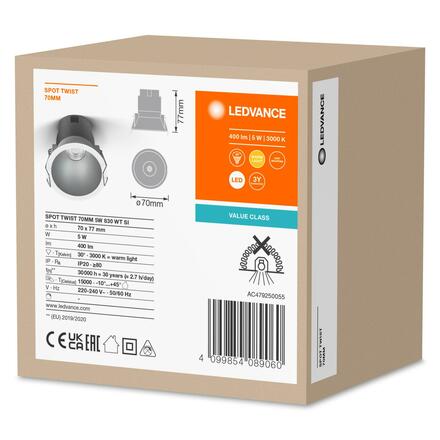 LEDVANCE zapuštěné svítidlo Spot Twist 70mm 5W 3000K bílá/stříbrná 4099854089060