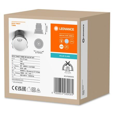 LEDVANCE zapuštěné svítidlo Spot Twist 70mm 5W 4000K bílá 4099854089084