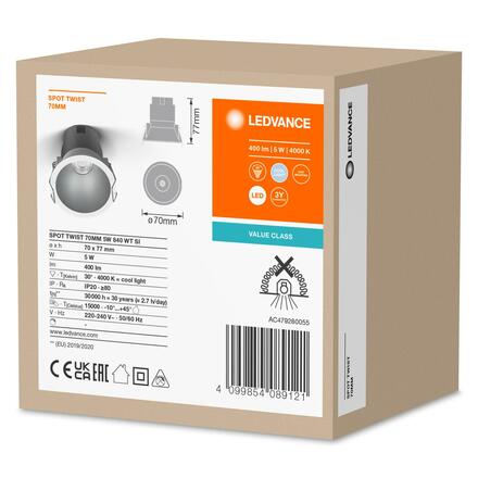 LEDVANCE zapuštěné svítidlo Spot Twist 70mm 5W 4000K bílá/stříbrná 4099854089121