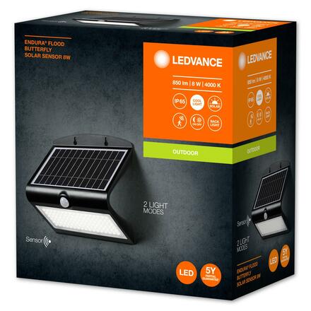 LEDVANCE LED solární reflektor ENDURA Flood Butterfly Solar Sensor 8W 4099854089695