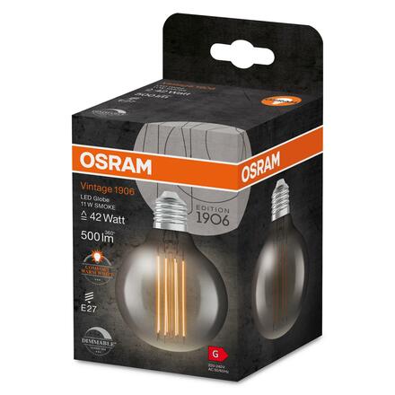 LEDVANCE Vintage 1906 Globe 80 42 Filament DIM 11W 818 Smoke E27 4099854090783