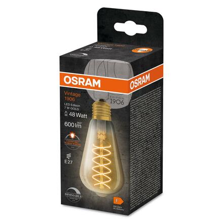 LEDVANCE Vintage 1906 Edison 48 Filament DIM 7W 822 Gold E27 4099854091049
