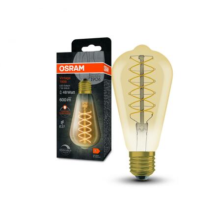 LEDVANCE Vintage 1906 Edison 48 Filament DIM 7W 822 Gold E27 4099854091049