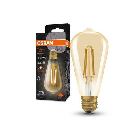 LEDVANCE Vintage 1906 Edison 60 Filament DIM 7.2W 824 Gold E27 4099854137822