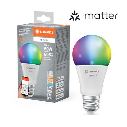 LEDVANCE SMART+ MATTER RGB Classic A60 9W 827-865 Multicolor E27 4099854194825