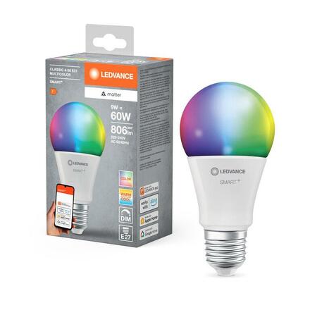 LEDVANCE SMART+ MATTER RGB Classic A60 9W 827-865 Multicolor E27 4099854194825