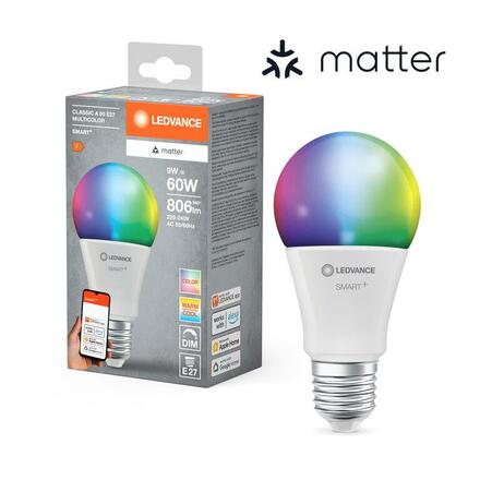 LEDVANCE SMART+ MATTER RGB Classic A60 9W 827-865 Multicolor E27 4099854194825
