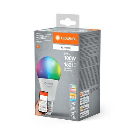LEDVANCE SMART+ MATTER RGB Classic A100 14W 827-865 Multicolor E27 4099854194870