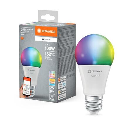 LEDVANCE SMART+ MATTER RGB Classic A100 14W 827-865 Multicolor E27 4099854194870