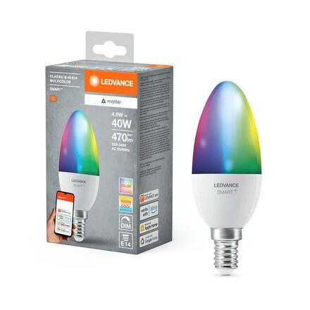 LEDVANCE SMART+ MATTER RGB Classic B40 4.9W 827-865 Multicolor E14 4099854194894