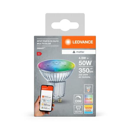 LEDVANCE SMART+ MATTER RGB SPOT PAR16 50 45° 4.9W 827-865 Multicolor GU10 4099854194955