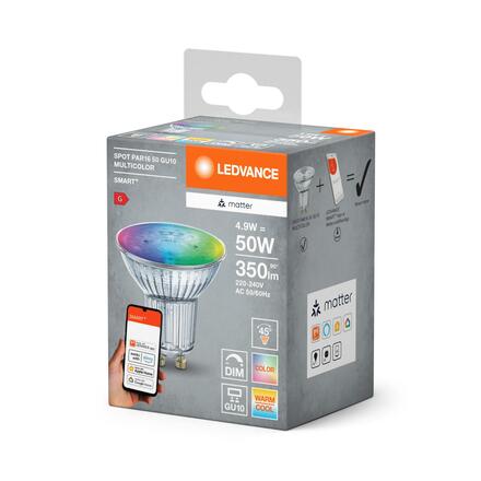 LEDVANCE SMART+ MATTER RGB SPOT PAR16 50 45° 4.9W 827-865 Multicolor GU10 4099854194955