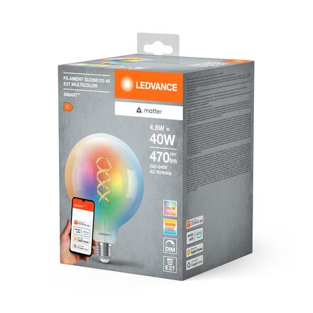 LEDVANCE SMART+ MATTER RGB Filament Globe 125 40 4.8W 827-865 Multicolor E27 4099854195020